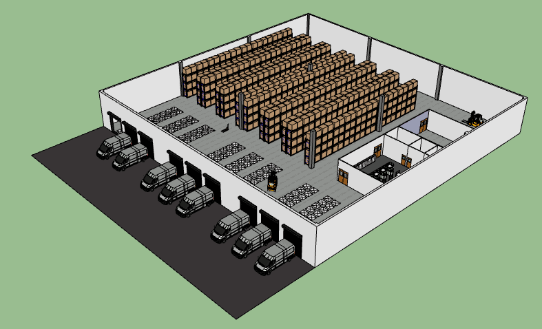 3d model of warehouse material handling